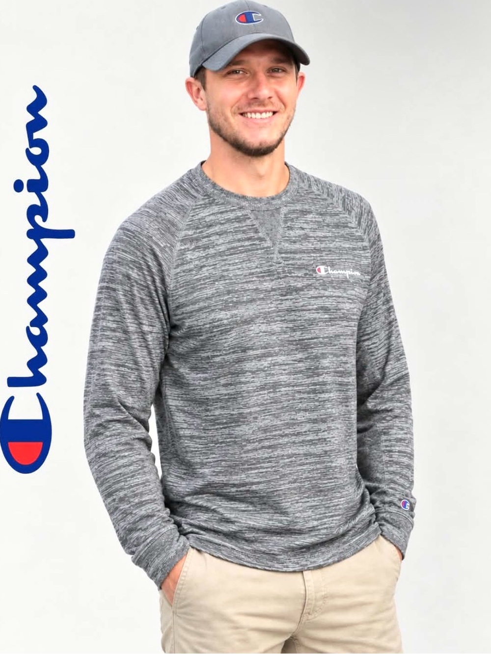 Champion Gray Marled Men’s Crewneck Longsleeve Shirt